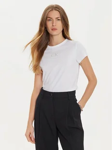 Calvin Klein T-Shirt K20K207974 Biały Regular Fit - Koszulki i topy damskie - miniaturka - grafika 1