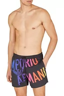 Kąpielówki męskie - Emporio Armani Swimwear Emporio Armani Bold Logo Boxer Swim Trunks, czarne, wielokolorowe, rozmiar 46, Black Multi Col.obl - miniaturka - grafika 1