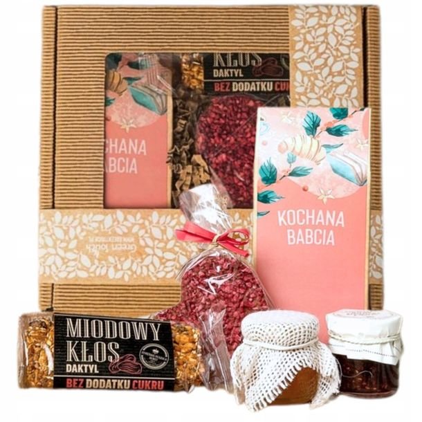 Pudełko Prezentowe Zestaw Herbata Słodycze Baton Miód Na Dzień Babci Box