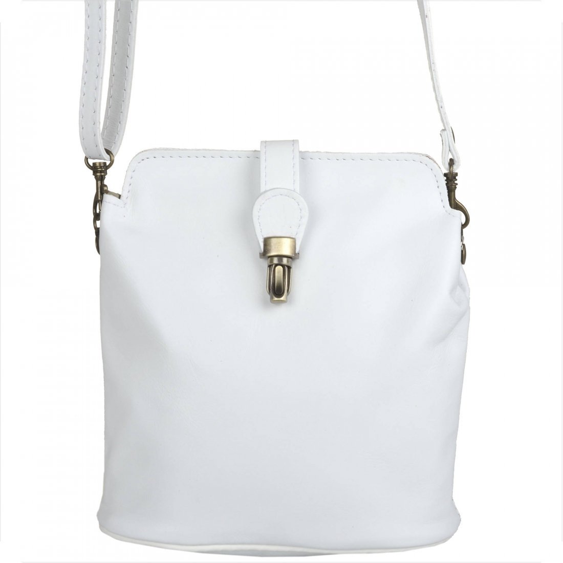 Mała skórzana listonoszka włoska biała