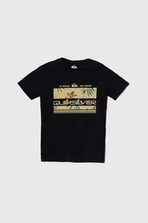 Koszulki dla chłopców - Quiksilver t-shirt bawełniany dziecięcy TROPICALRAINYTH kolor czarny z nadrukiem - grafika 1
