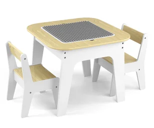 Milly Mally Zestaw mebli Olaf Blocks - Stolik i dwa krzesełka White - Wyposażenie pokoiku dziecięcego - miniaturka - grafika 1