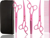 Nożyczki fryzjerskie - GEPARD zestaw fryzjerski degażówki 6,5 + 2xnożyczki + nożyczki gięte praworęczne groomerskie 7,0 + futerał + stalowy grzebień fryzjerski do strzyżenia włosów do salonu Superior - miniaturka - grafika 1