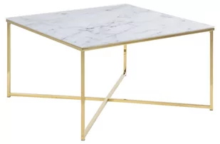 Stolik kawowy 80x80 cm MARMUR stół do salonu złoty - Ławy i stoliki kawowe - miniaturka - grafika 1