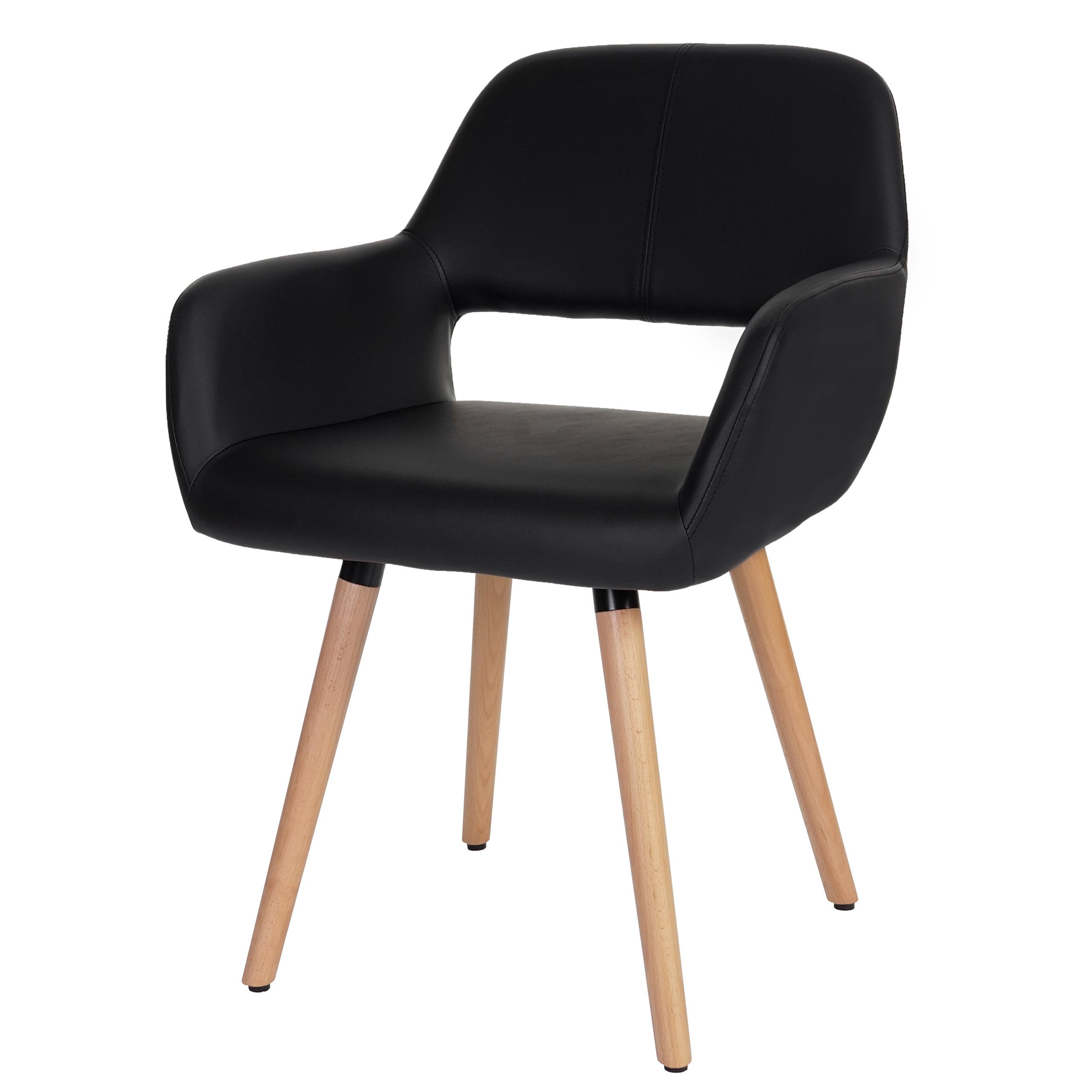 Krzesło do jadalni HWC-A50 II, krzesło kuchenne, design retro 50s ~ imitacja skóry , czarne, jasne nogi