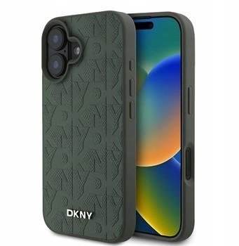 Apple Tylna obudowa - DKNY PU Leather Grid Pattern Magsafe Case for iPhone 16 Green 57983124019