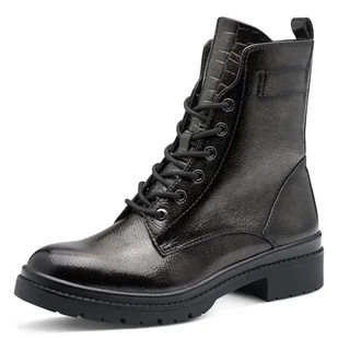 Tamaris Damskie sztyblety Lace Boot Flat 1-25236-43, antracytowe PAT, 38 EU, Anthracite Pat, 38 EU - Botki damskie - miniaturka - grafika 1