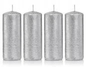 Świece - Świece ozdobne srebrne walec kokon 10/4 zestaw 4 - miniaturka - grafika 1