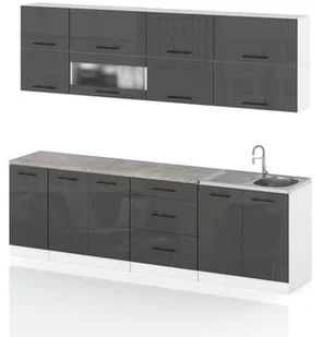 Meble Kuchenne Kuchnia Robo Lux 2.6m Modułowa Nowoczesna Szary Połysk Biały - Meble kuchenne - miniaturka - grafika 1