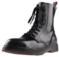 Botki męskie - glany NEVERMIND - CZARNE (8 dziurek) polerowane -38 - miniaturka - grafika 1