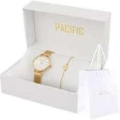 Zegarki damskie - Zestaw złoty zegarek + bransoletka serce PACIFIC X6133-02A - miniaturka - grafika 1