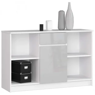 Nowoczesna komoda do salonu biała + metalik połysk - Bereno 4X - Komody - miniaturka - grafika 1