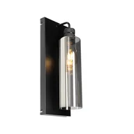 Lampy ścienne - QAZQA Nowoczesna lampa ścienna czarna z przydymionym szkłem - Stavelot - miniaturka - grafika 1