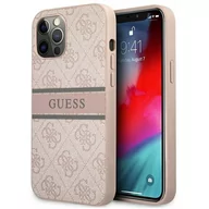 Etui i futerały do telefonów - Guess 4G Printed Stripe - Etui iPhone 12 / iPhone 12 Pro różowy GUHCP12M4GDPI - miniaturka - grafika 1