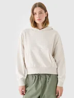 Bluzy damskie - 4F Bluza dresowa nierozpinana z kapturem damska - beżowa XXL - miniaturka - grafika 1