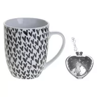 Kubki - Secret de Gourmet Kubek do herbaty z zaparzaczem AMOR porcelana 360 ml czarne serca 154335 - miniaturka - grafika 1