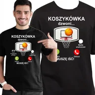 Koszulki męskie - KOSZULKA Z NADRUKIEM KOSZYKÓWKA DZWONI DLA FANA KOSZYKÓWKI XL 3447 CZARNA - miniaturka - grafika 1