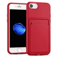 Etui i futerały do telefonów - Etui na telefon komórkowy Apple iPhone 7 / 8 / SE 2 / SE 3 Silikonowa osłona z kieszenią na kartę Slim Wallet Case, czerwona - miniaturka - grafika 1