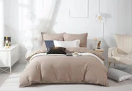 Pościel - Pościel z Mikrofibry Queen 160x200 cm z Elegancką Lamówką w Beżu i Złotej Bizie - miniaturka - grafika 1