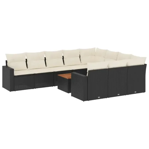 Zestaw mebli ogrodowych czarny rattan PE z poduszkami 62 x 62 x 69 cm