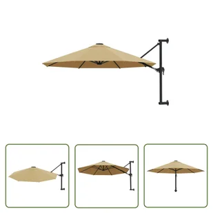 The Living Store Parasol ścienny na metalowym słupku - 300 cm - kolor taupe - Parasol - Parasole ogrodowe - miniaturka - grafika 1