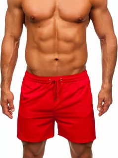 Kąpielówki męskie - Czerwone krótkie spodenki kąpielowe męskie Denley XL018 - grafika 1