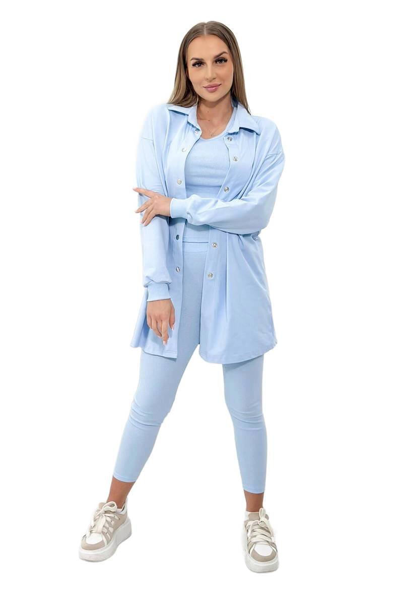 Komplet 3-częściowy bluza, top i legginsy niebieski