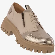 Półbuty damskie - Półbuty Damskie Buty Ze Skóry Naturalnej Beżowe Maciejka 06177-04/00-5 Beżowy 40 - miniaturka - grafika 1