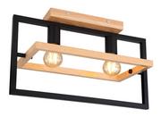 Lampy sufitowe - Globo Erica 15575-2D plafon lampa sufitowa 2x40W E27 drewniany/czarny - miniaturka - grafika 1