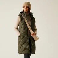 Kurtki i kamizelki sportowe damskie - Regatta Kamizelka damska ocieplana długa Rurietta Zielony, Rozmiar: 46 - miniaturka - grafika 1