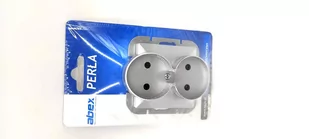 Abex Perła srebrny gniazdo podwójne do ramki PT-5PR PT-5PR-srebrny - Gniazdka elektryczne - miniaturka - grafika 1