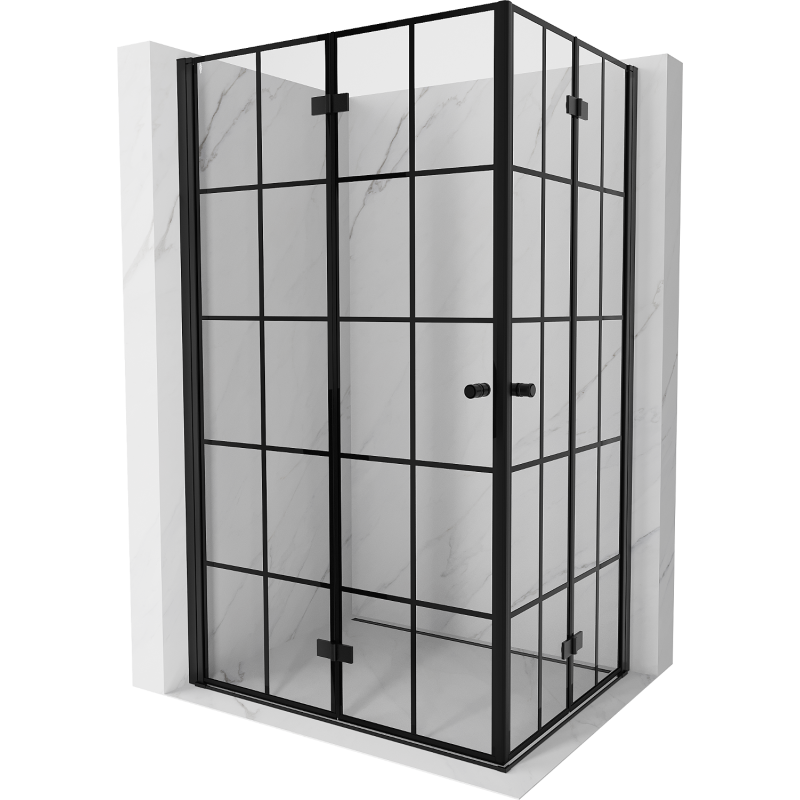 Mexen Mist-F Duo kabina prysznicowa składana 90 x 75 cm, czarna kratka, czarna - 8A6-090L-075P-70-77