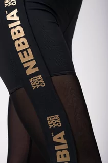 Spodnie sportowe damskie - NEBBIA Womens Intense Gold Mesh Leggings Black - grafika 1