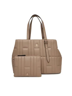 Tommy Hilfiger Torebka Th Feminine Tote AW0AW17452 Beżowy - Torebki damskie - miniaturka - grafika 1
