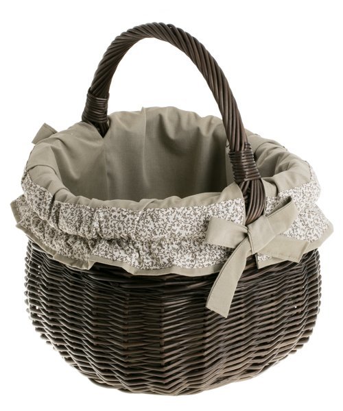 Dekoracyjny Kosz Wiklinowy na Zakupy kosz na grzyby Obszyty 31x31 H25/40 cm