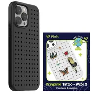 Etui i futerały do telefonów - Zestaw Etui Pinit Dynamic + Tattoo Pin iPhone 14 Pro Max 6.7" czarny/black wzór 2 - miniaturka - grafika 1