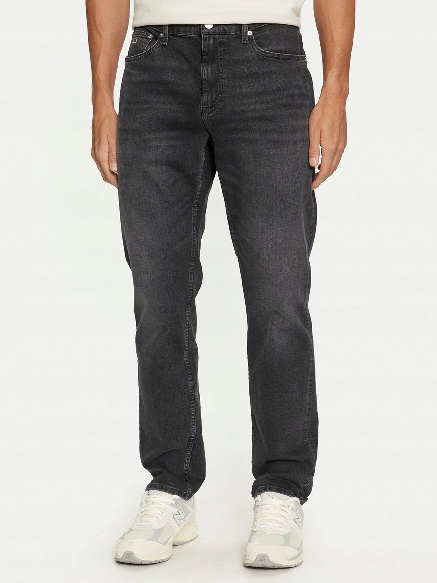 TOMMY JEANS CZARNE JEANSY PROSTE BAWEŁNIANE Z PRZETARCIAMI 29/36 7AA