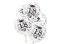 Urodziny dla dorosłych - PAL Balony przezroczyste ze srebrnym konfetti na osiemnastkę - 30 cm - 5 szt - miniaturka - grafika 1