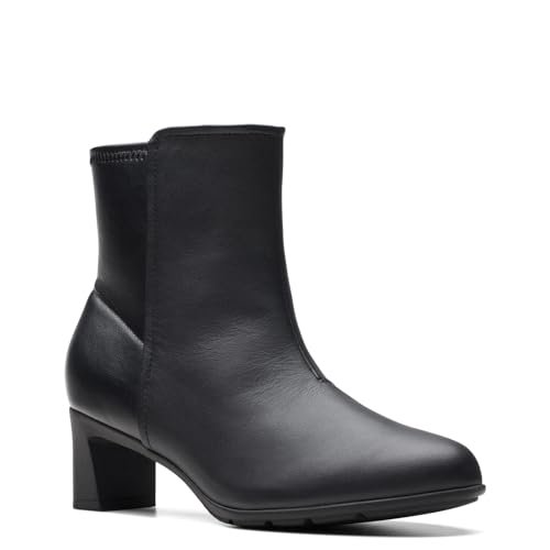 Clarks Damskie botki Neiley Jane, czarna skóra, 3 UK, Czarna skóra, 3 UK Wide