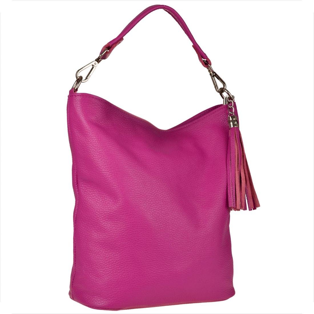 Lekka skórzana torebka shopper bag fuksja róż