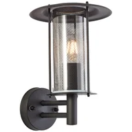 Lampy ogrodowe - Brilliant Lamp Detroit zewnętrzny kinkiet na matowej czarnej metalowej/czarnej szklanej podstawie 1x A60, E27, 20 W - miniaturka - grafika 1