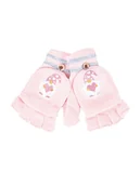 Rękawiczki dla dzieci - Rękawiczki Dziecięce Mitenki Z Odpinaną Klapką Różowe Z Krasnalem 16 Cm - miniaturka - grafika 1