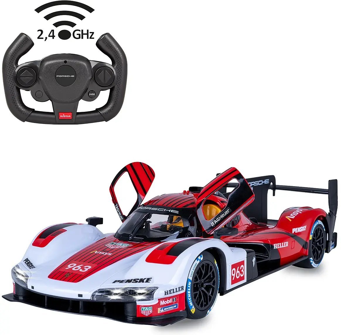 Jamara Porsche 963 LMDH 1:14 czerwony 2,4GHz Drzwi manualnie 402261