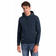 Bluzy męskie - Bluza męska bawełniana z kapturem BASIC granatowa V1 OM-SSBN-0161 L - miniaturka - grafika 1