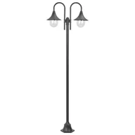 Lampy ogrodowe - vidaXL Latarnia ogrodowa 2-punktowa, 220 cm, aluminium, E27, brązowa - miniaturka - grafika 1