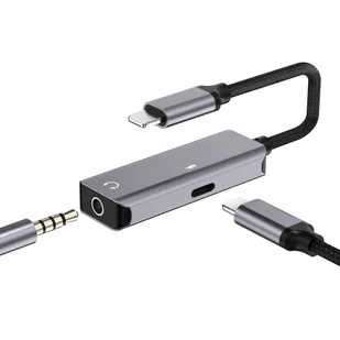 Adapter Lightning do Mini Jack 3.5mm przejściówka do iPhone do słuchania muzyki i ładowania Szary - Adaptery i przejściówki - miniaturka - grafika 7