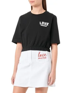 Love Moschino Women's Cropped top t-shirt, czarny, 44, czarny, 44 - Koszulki i topy damskie - miniaturka - grafika 1