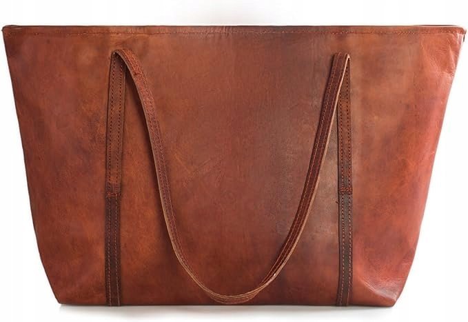 SKÓRZANA TORBA DAMSKA na zamek duża shopper vintage na dokumenty, laptop