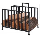 Akcesoria kominkowe - Ambiance Stojak na drewno kominkowe stojak metalowy czarny 810422 - miniaturka - grafika 1