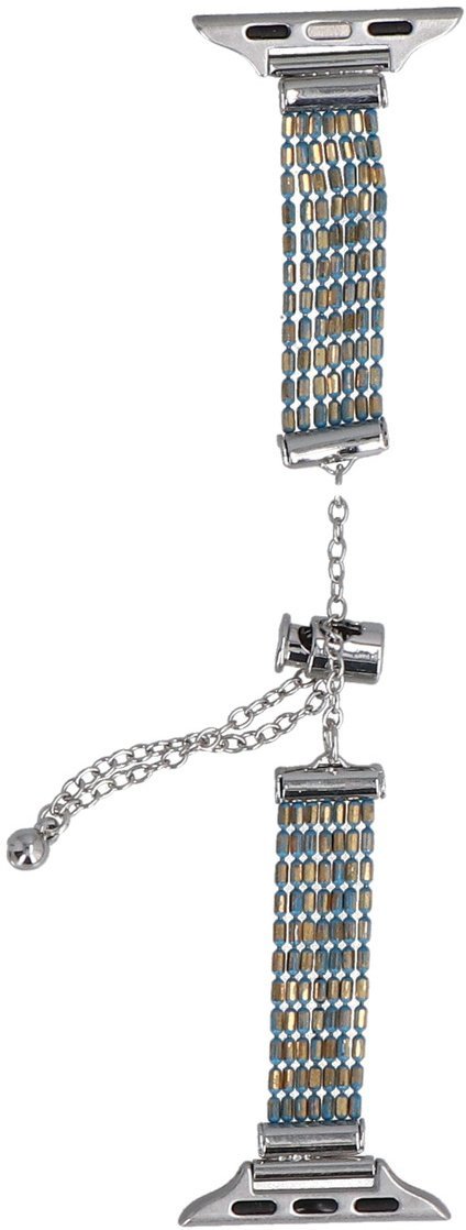 GlacierX Nowa bransoleta do smartwatcha GlacierX Slider Clasp Multi Row Bracelet Turquoise Blue do Apple Watch 38/40/41mm Srebrno-turkusowa